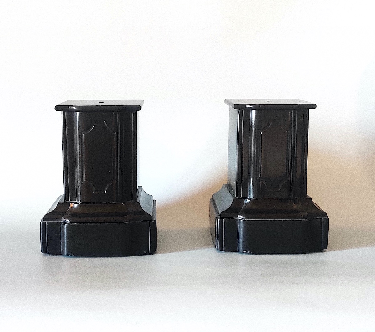 Pair Of Niii Black Marble Pedestals/displays, 19th Century.-photo-2