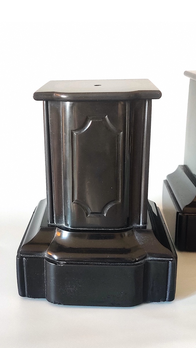 Pair Of Niii Black Marble Pedestals/displays, 19th Century.-photo-3