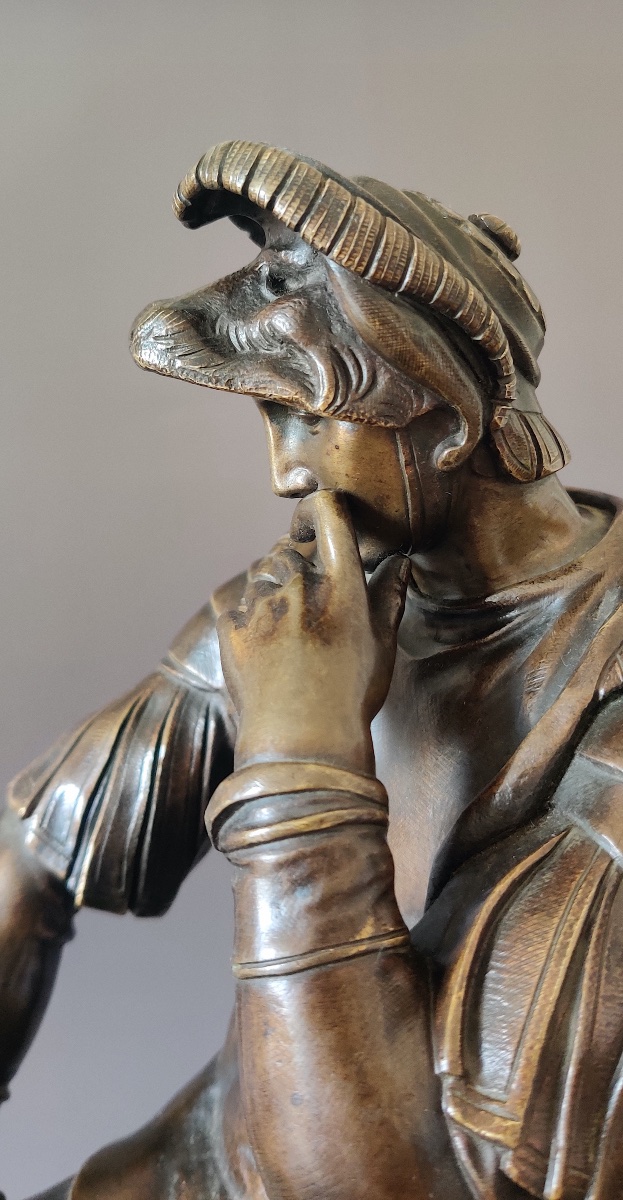 Bronze "laurent II De Médicis" After Michelangelo, Mid-19th Century-photo-3