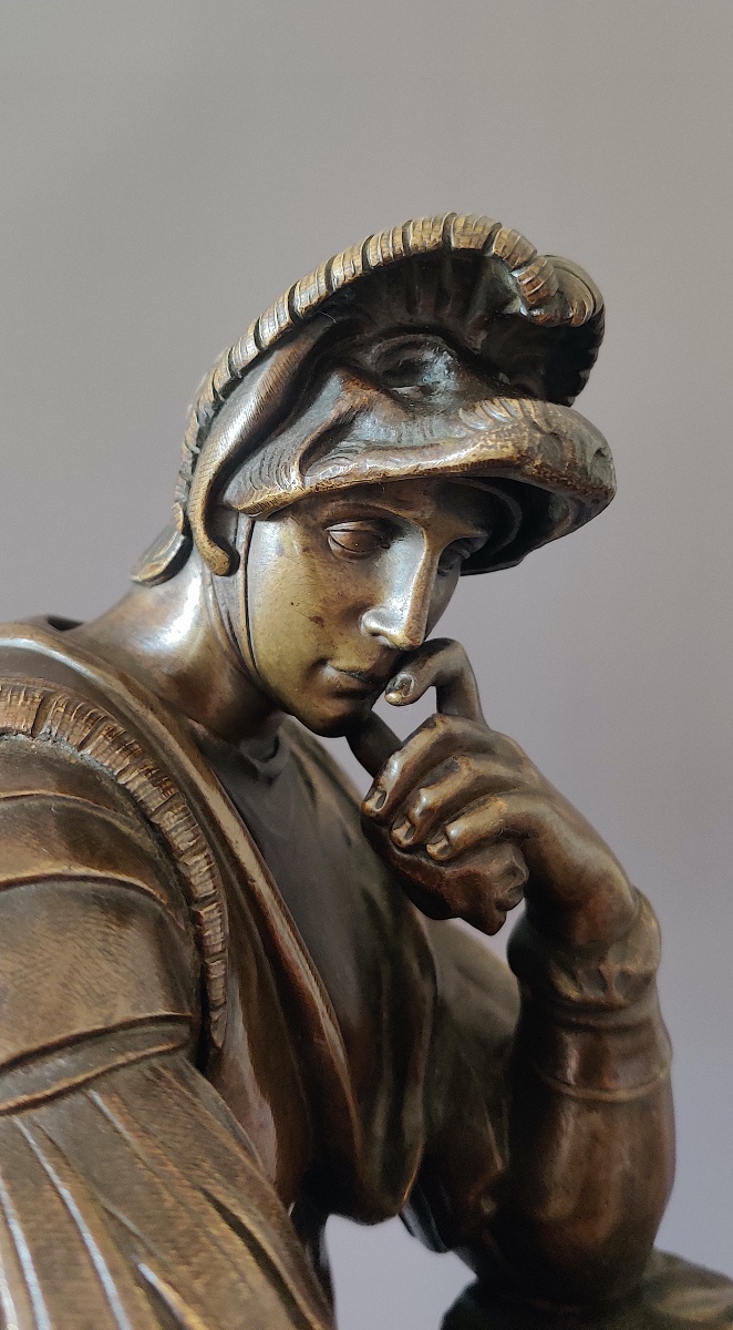 Bronze "laurent II De Médicis" After Michelangelo, Mid-19th Century-photo-1