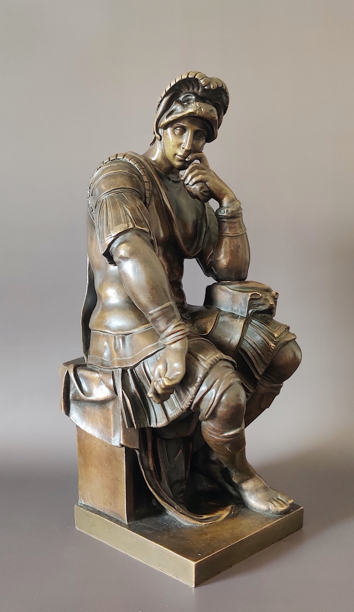 Bronze "laurent II De Médicis" After Michelangelo, Mid-19th Century-photo-2