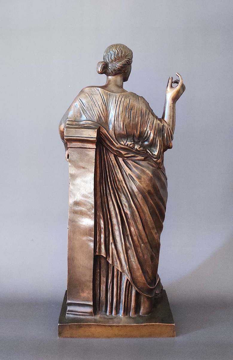 Large Antique-style Bronze Sculpture Depicting The Muse "euterpe," Stamped "susse Frères," France, 19th Century.-photo-4