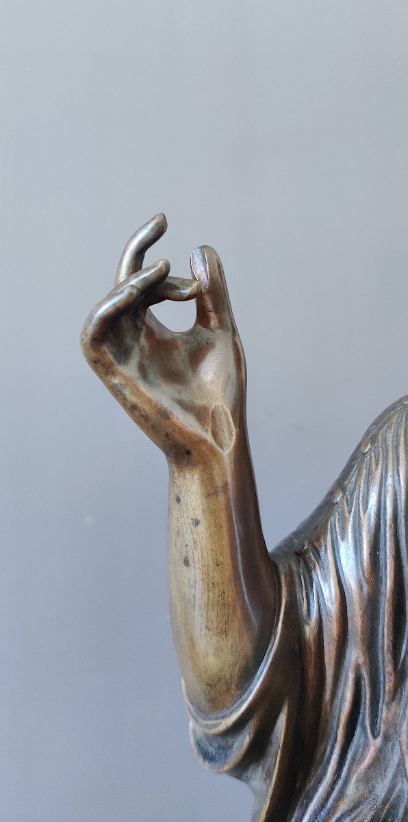 Large Antique-style Bronze Sculpture Depicting The Muse "euterpe," Stamped "susse Frères," France, 19th Century.-photo-7