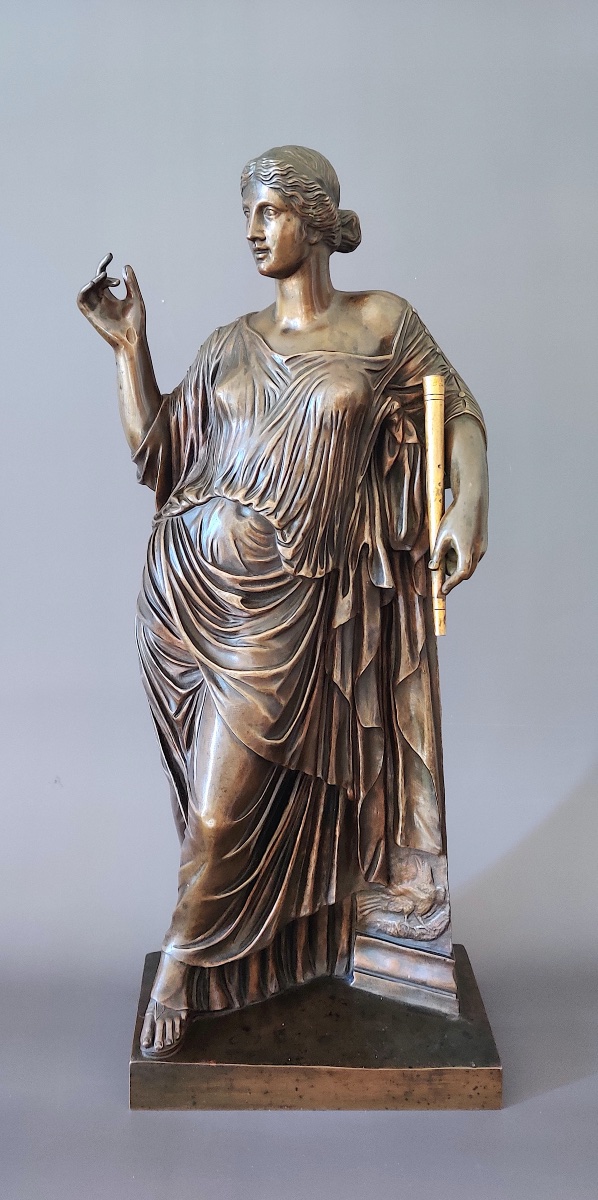 Large Antique-style Bronze Sculpture Depicting The Muse "euterpe," Stamped "susse Frères," France, 19th Century.