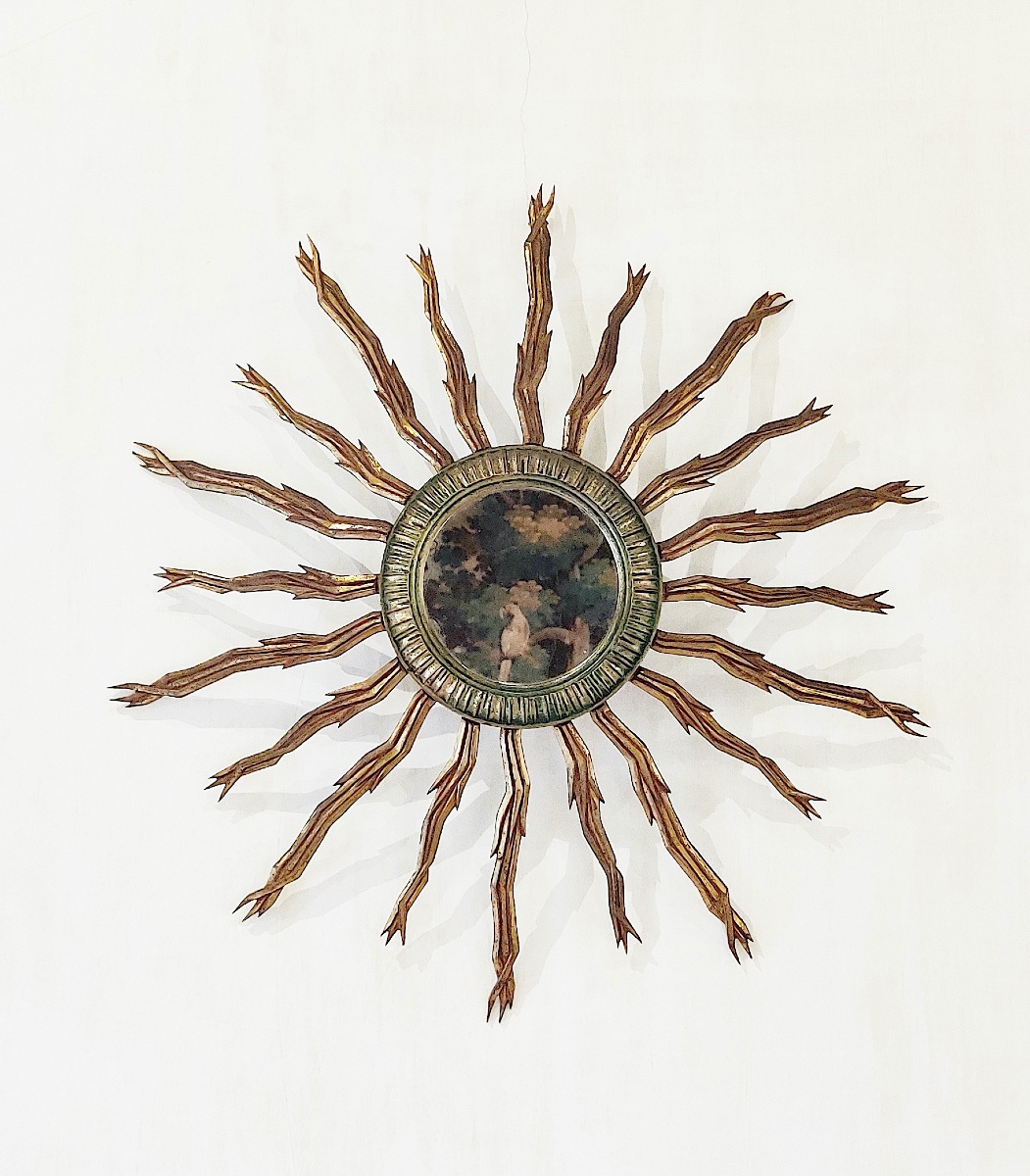 Vintage "soleil" Mirror In Gilded Bronze, From The 1950s/1960s.-photo-3