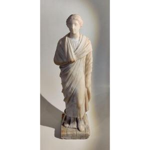 Goddess After Antiquity In Carved Alabaster, Grand Tour, 19th Century