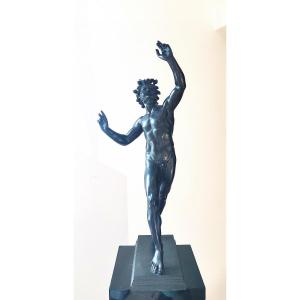 Grande sculpture en bronze d'après l'Antique " Faune de Pompéi" ,  Italie fin XIXème