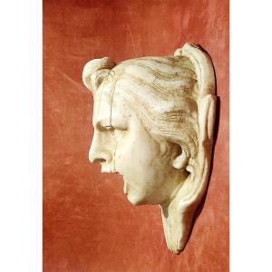 Mascaron /Bouche de fontaine Régence en marbre sculpté , France , XVIIIème 