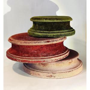 Set Of 3 Pedestals/display Stands For Sculptures, Niii Period.