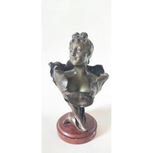 Art Nouveau Bronze Sculpture By Henri Godet (1863–1937), “la Femme Fleur.”