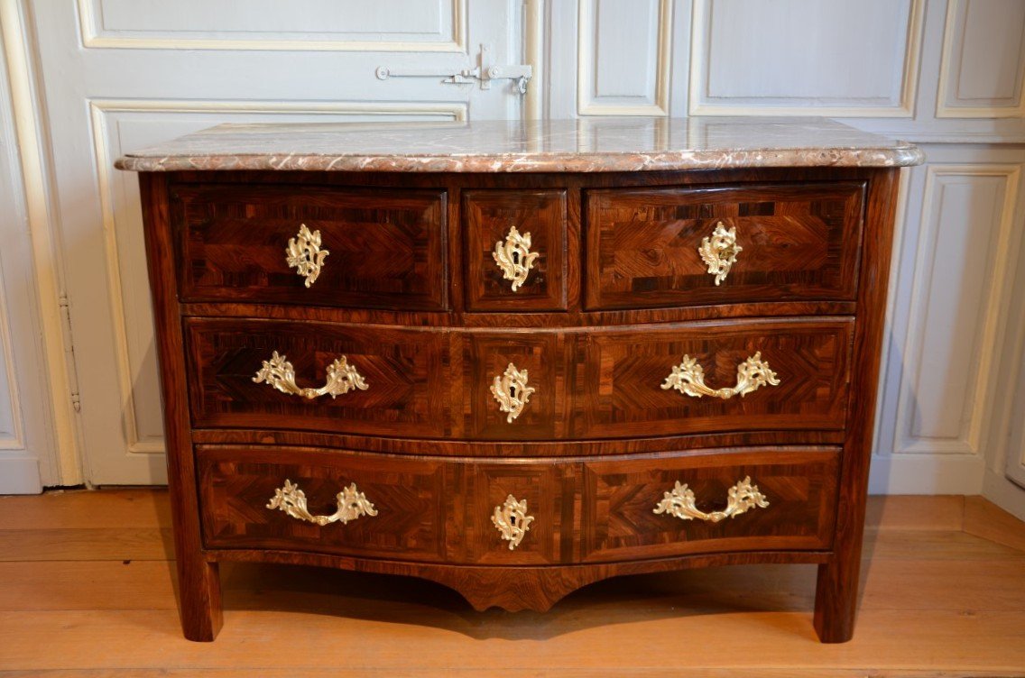 Commode en marqueterie d'époque Louis XIV.-photo-2