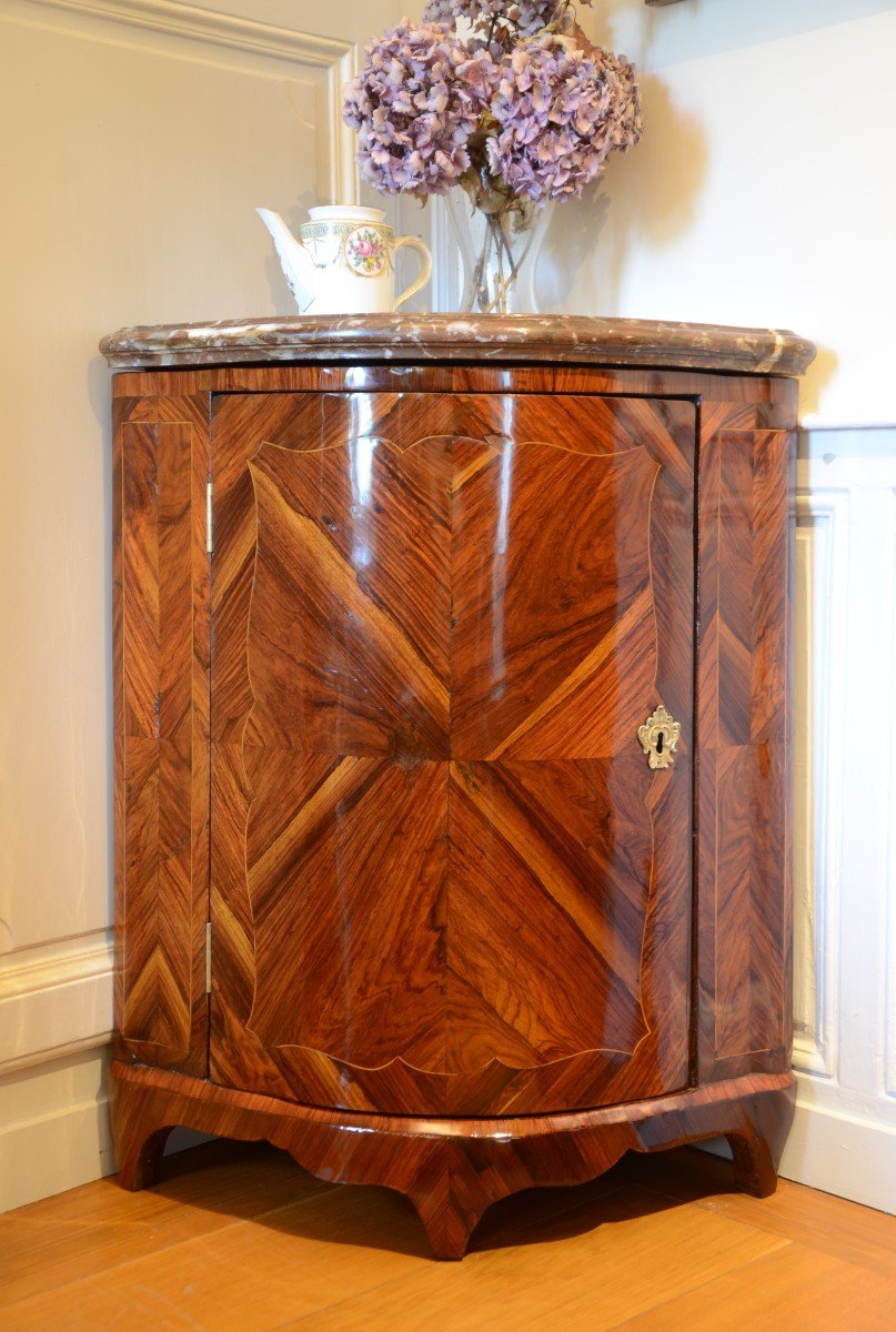 Louis XV Period Corner In Marquetry.