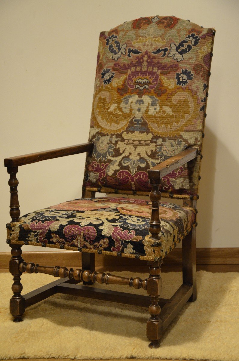 Louis XIV Period High-backed Armchair.-photo-2