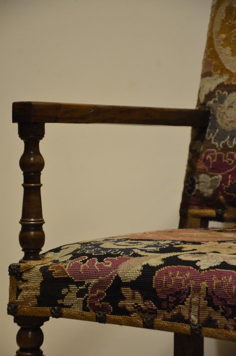 Louis XIV Period High-backed Armchair.-photo-2