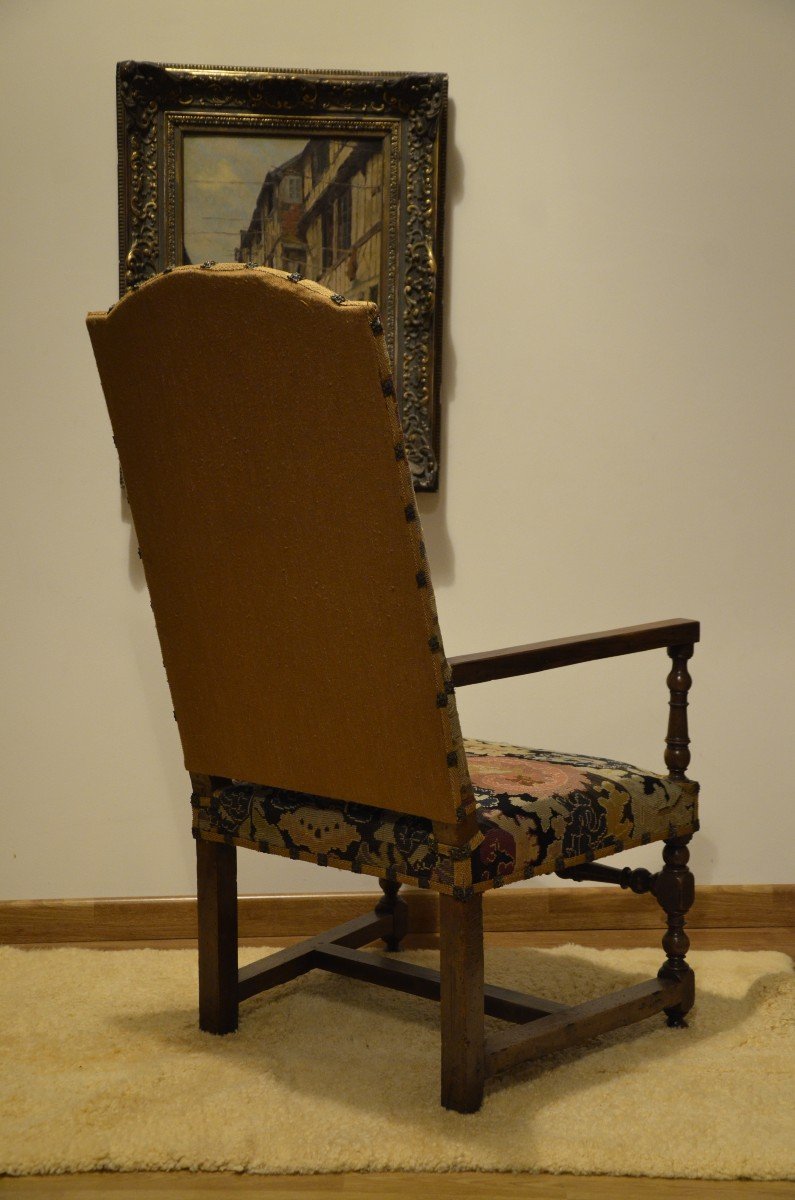 Louis XIV Period High-backed Armchair.-photo-4
