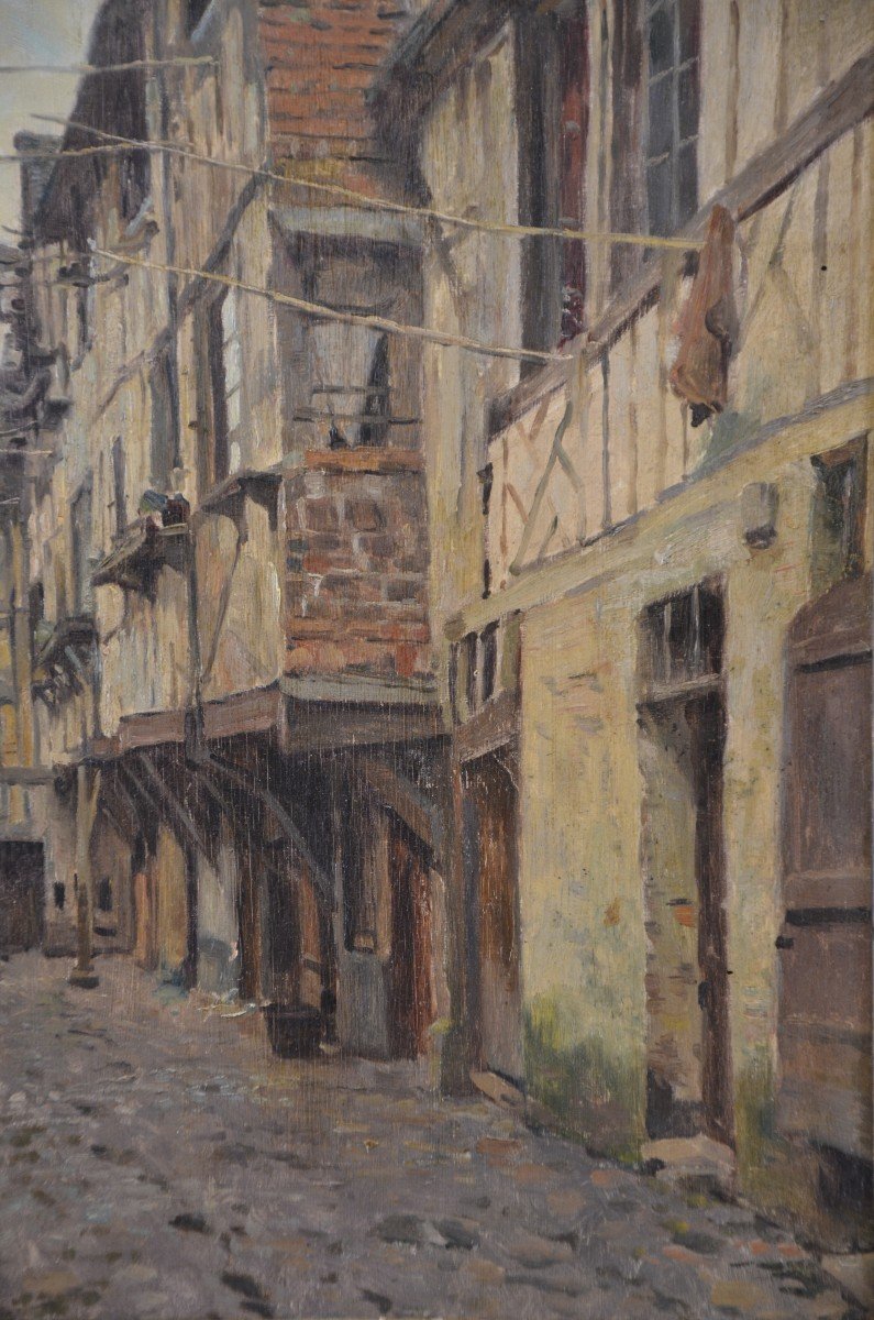 Emile Bouzin : Vue De Ville En Normandie.-photo-4