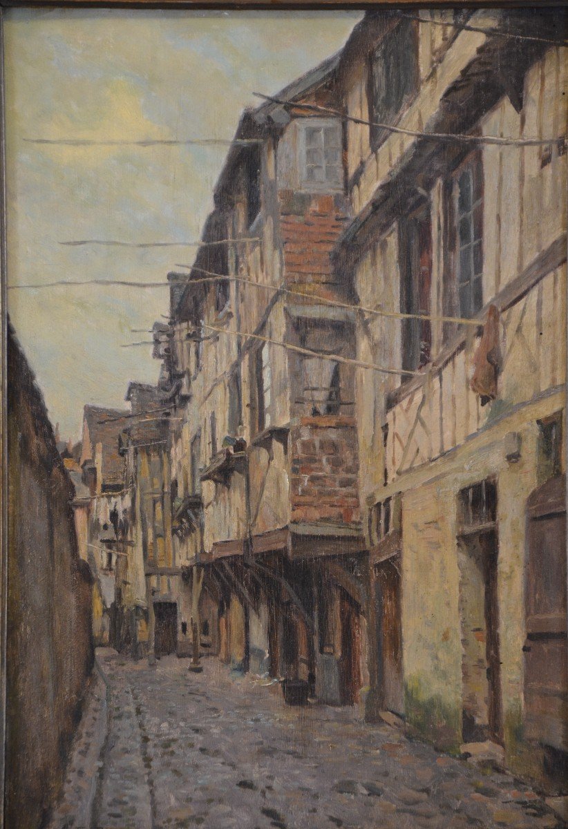 Emile Bouzin : Vue De Ville En Normandie.
