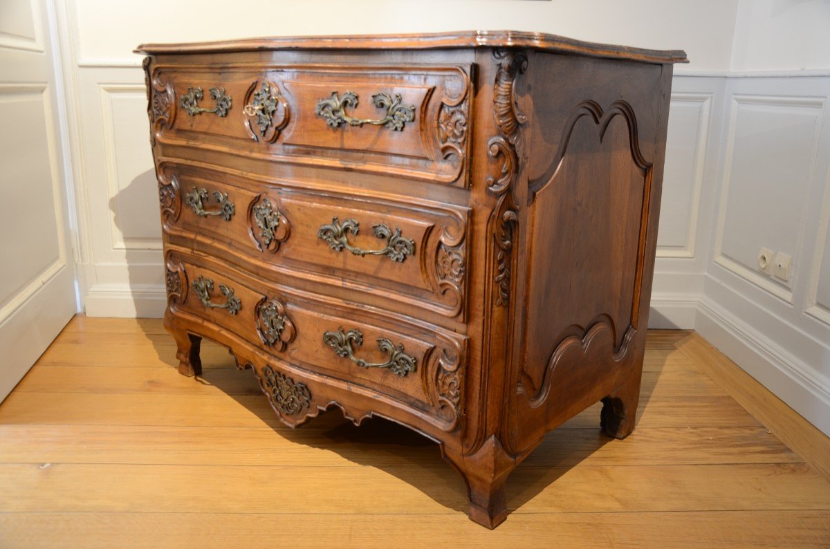 Curved Chest Of Drawers From The Louis XV Period.-photo-2