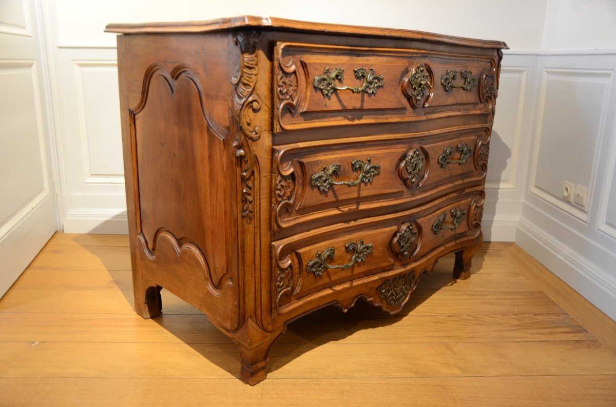 Curved Chest Of Drawers From The Louis XV Period.-photo-3