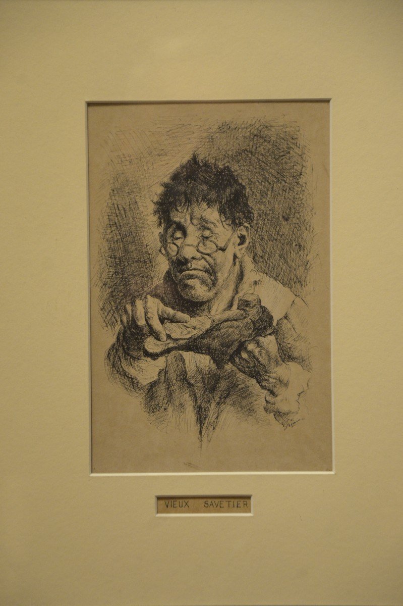 Le vieux savetier. Dessin. Dix-neuvième siècle.