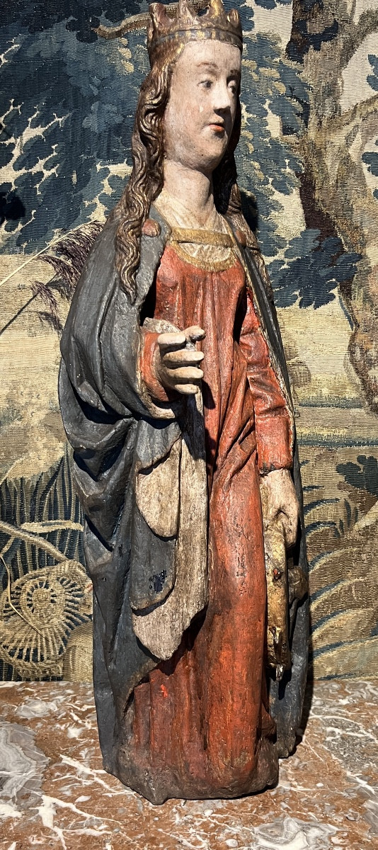 Saint Catherine With Wheel.15th Century.-photo-2