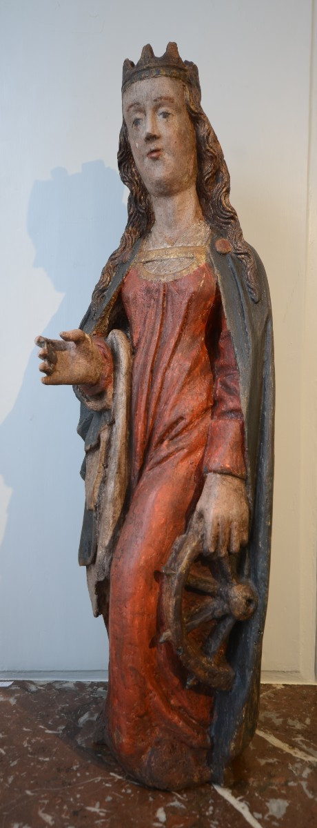 Saint Catherine With Wheel.15th Century.