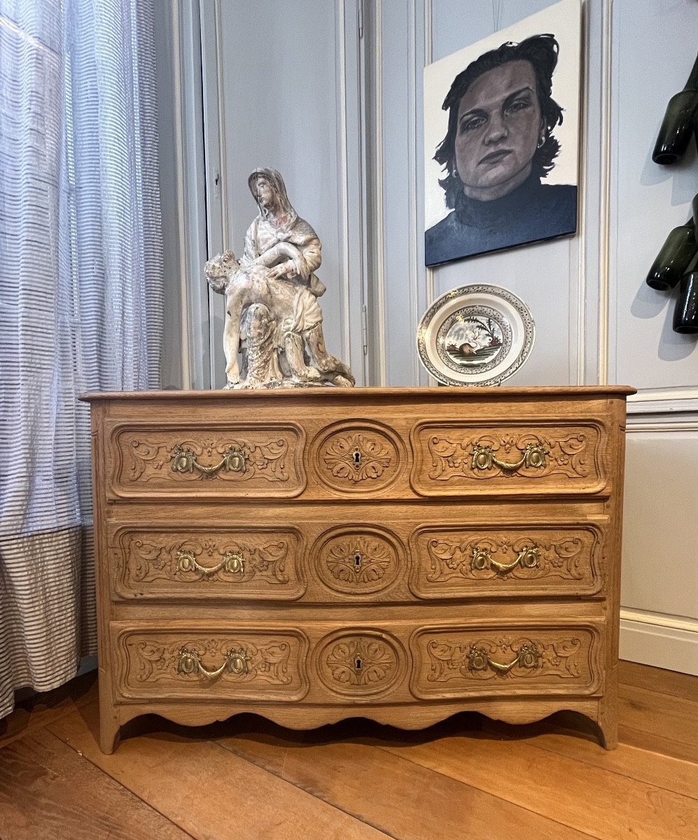 Louis XV Period Curved Chest Of Drawers.