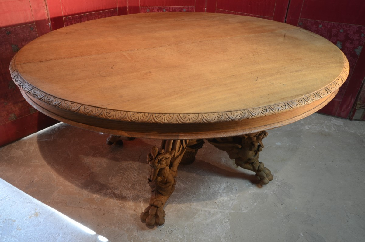 Large Oval Table With Extensions. Second Half Of The Nineteenth Century.-photo-3