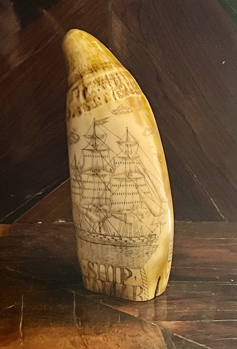 Scrimshaw en ivoire de cachalot. Dix neuvième siècle.-photo-2