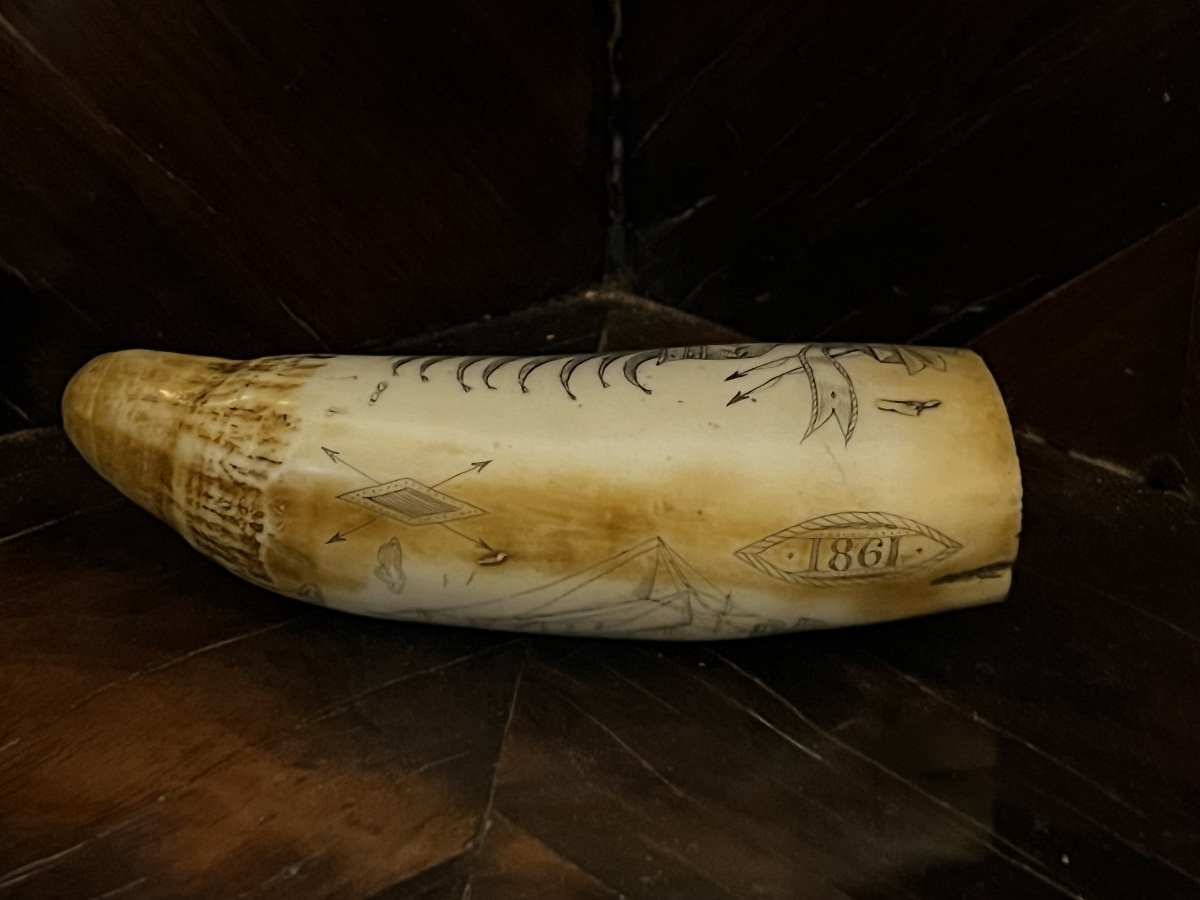 Scrimshaw en ivoire de cachalot. Dix neuvième siècle.-photo-4