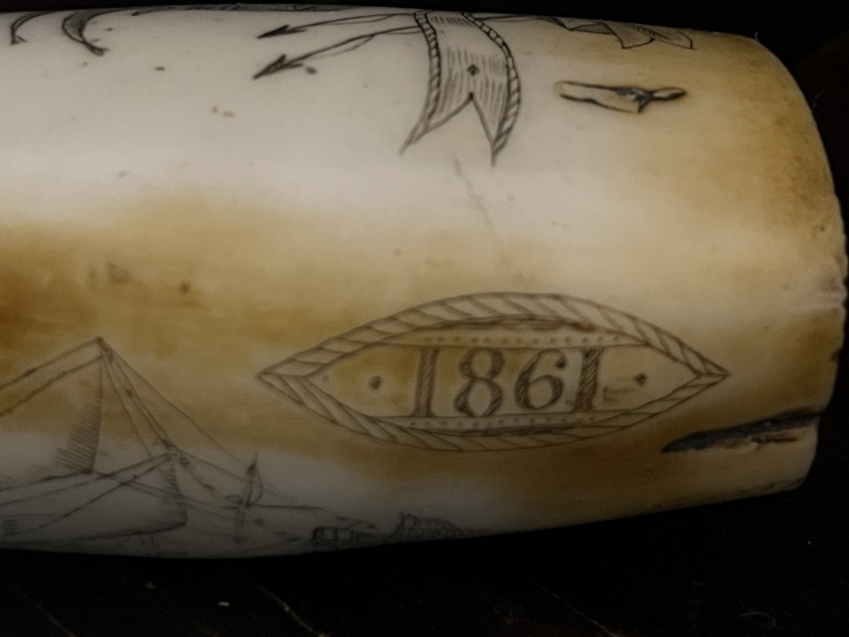 Scrimshaw en ivoire de cachalot. Dix neuvième siècle.-photo-5