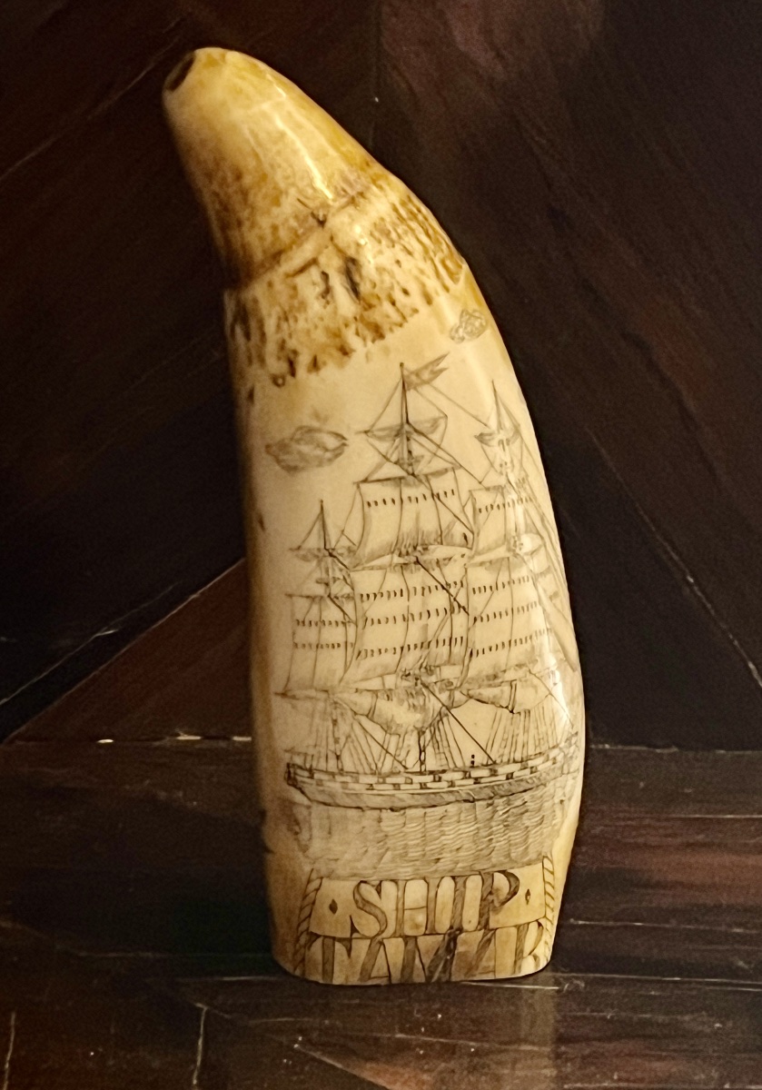 Scrimshaw en ivoire de cachalot. Dix neuvième siècle.