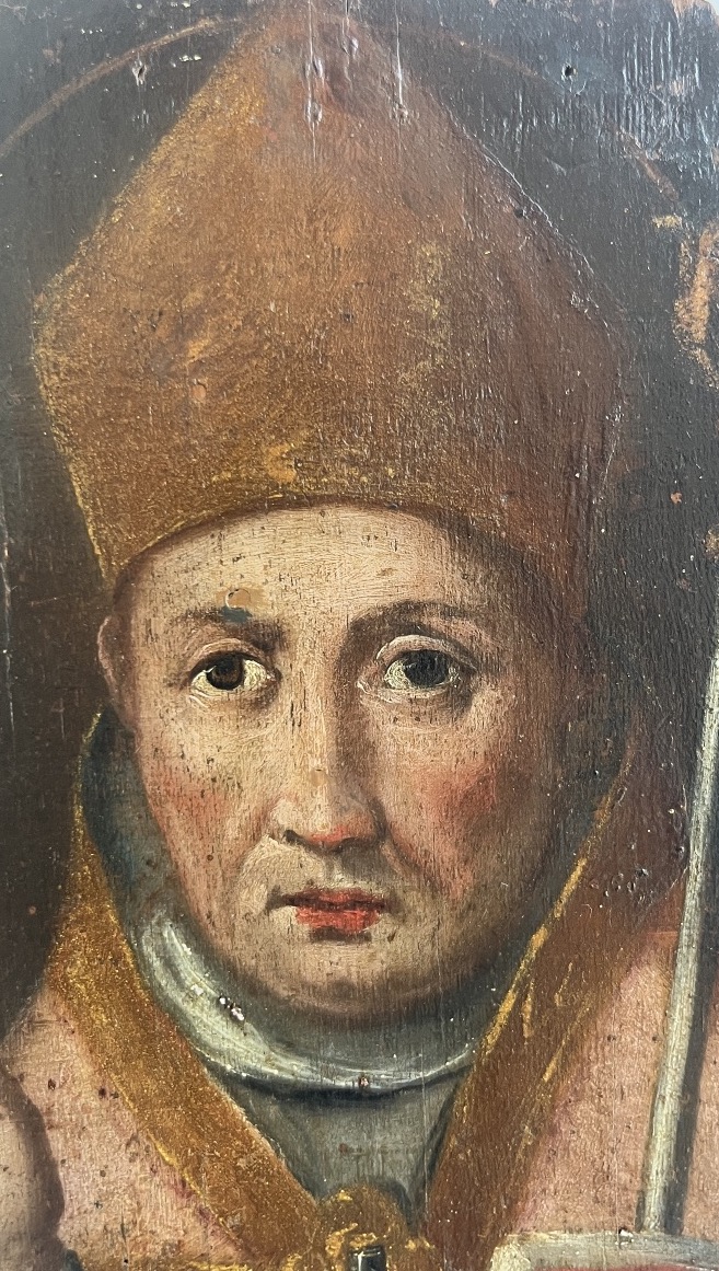Saint Évêque bénissant.Fin du dix-septième siècle.-photo-2
