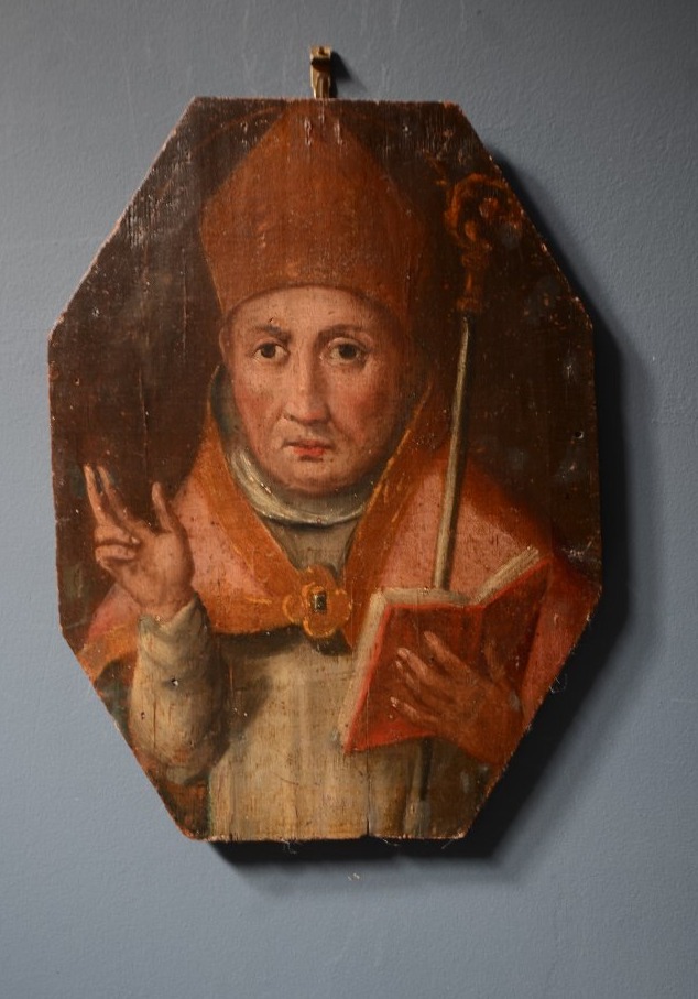 Saint Évêque bénissant.Fin du dix-septième siècle.