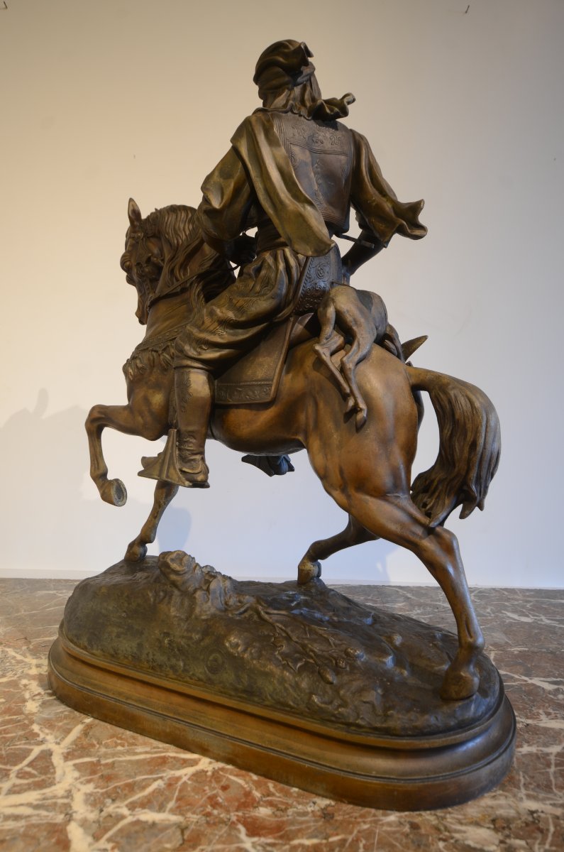 Emile-Coriolan-Hippolyte Guillemin et Alfred Barye: Cavalier arabe. Dix-neuvième siècle.-photo-3