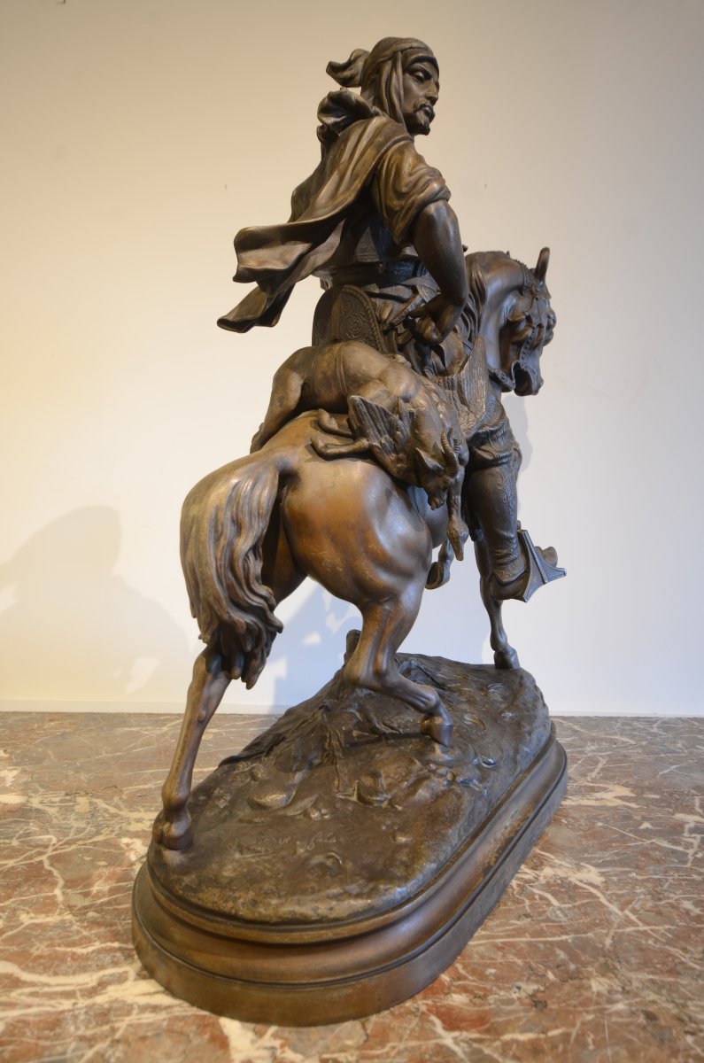 Emile-Coriolan-Hippolyte Guillemin et Alfred Barye: Cavalier arabe. Dix-neuvième siècle.-photo-4