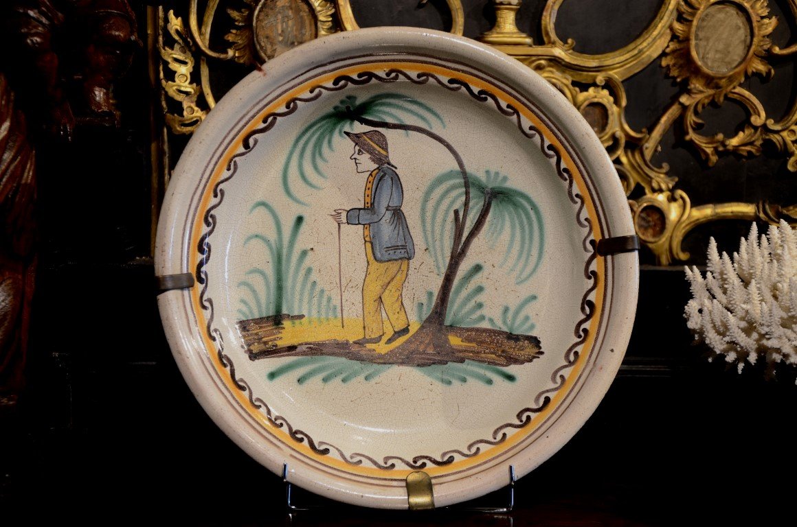 Large Earthenware Dish From Saint Pierre Des Corps. Nineteenth Century.