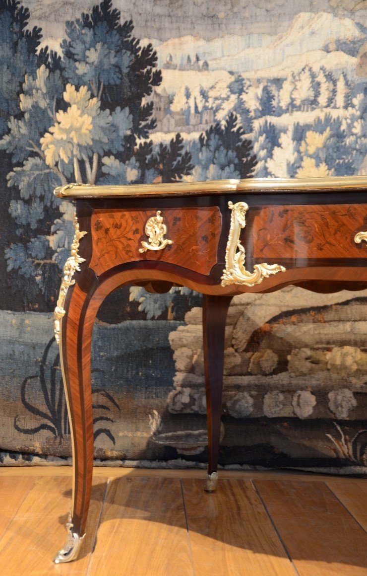 Louis XV Style Flat Desk. Second Half Of The Nineteenth Century.-photo-2