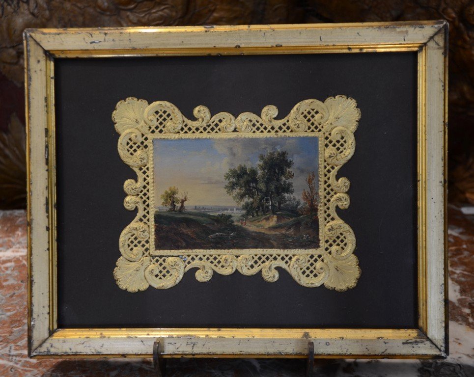 Miniature Landscape On Paper. Nineteenth Century.-photo-2