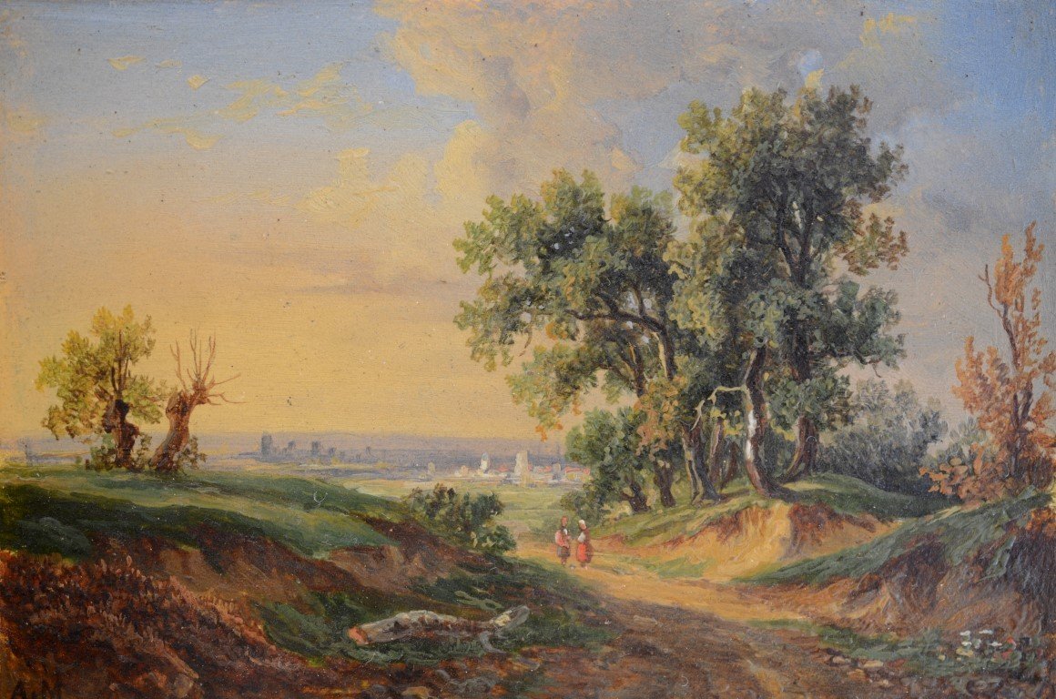 Miniature Landscape On Paper. Nineteenth Century.-photo-3