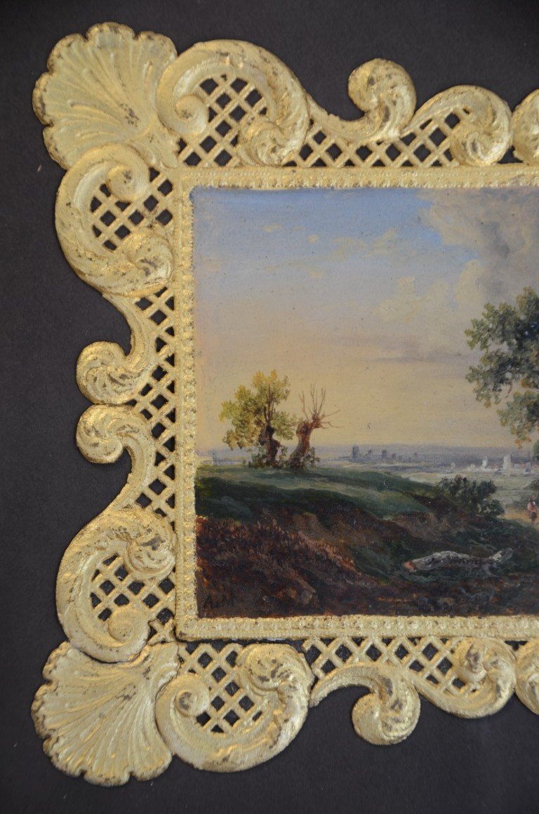 Miniature Landscape On Paper. Nineteenth Century.-photo-2