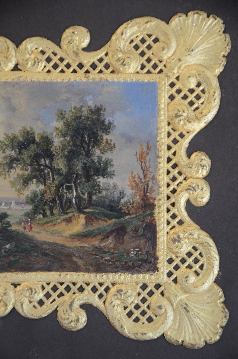 Miniature Landscape On Paper. Nineteenth Century.-photo-3
