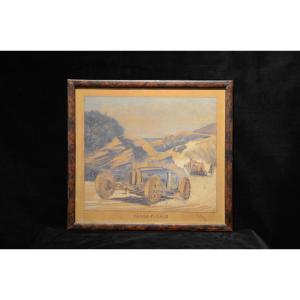 Targa Florio: Watercolor From The Mid-twentieth Century.