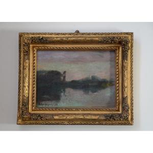 Henri Harpignies. Oil On Canvas.