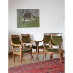 Set Of Four Armchairs. Restoration Period.
