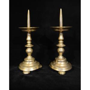 Pair Of Candlesticks. Seventeenth Century.