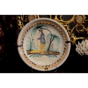 Large Earthenware Dish From Saint Pierre Des Corps. Nineteenth Century.