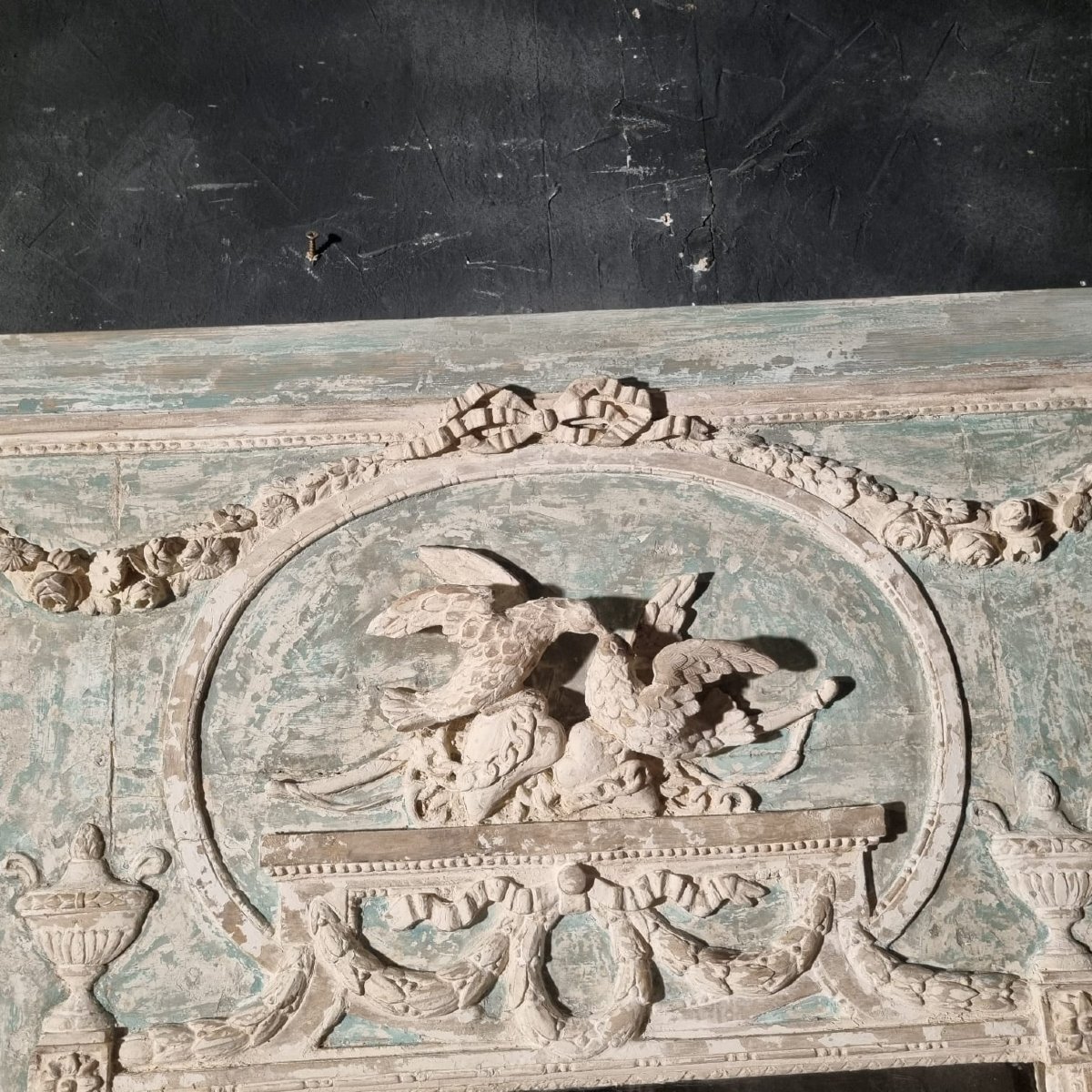 Important Louis XVI Style Boiserie Trumeau In Carved And Patinated Wood-photo-2