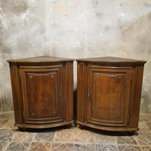 Pair Of Louis XVI Style Corner Cupboards