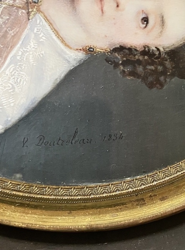 Signed Miniature Portrait By Valentin-louis Doutreleau, 1834, 19th Century-photo-3